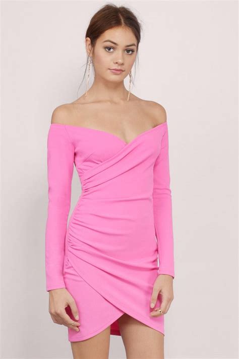 Never Felt So Good Bodycon Dress Sexy Fitted Dresses Pink Long Sleeve Dress Long Sleeve