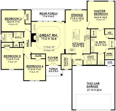 Bedroom Ranch Floor Plans Sq Ft