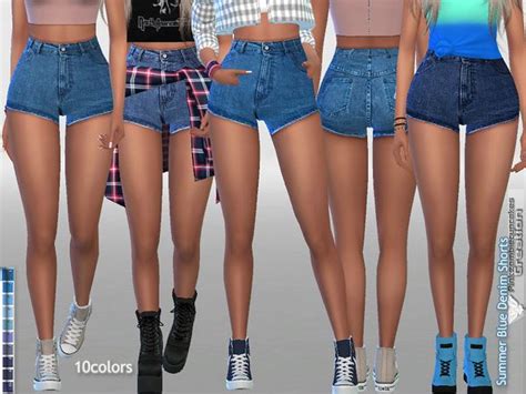 Pinkzombiecupcakes Summer Blue Denim Shorts Sims 4 Clothing Sims 4