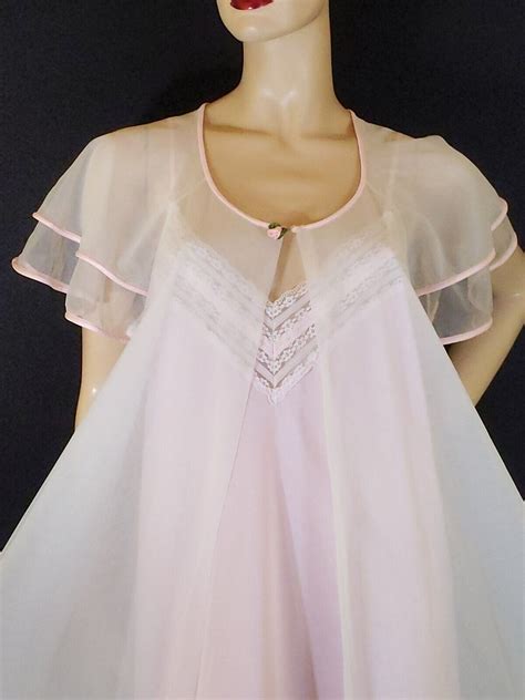 Vintage Val Mode Chiffon Peignoir Robe Ilgwu Union Made Nightgown