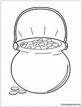 Pot Gold Cauldron Coloring St Patricks Adults sketch template