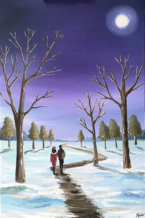 Purple Moonlight Walk Painting By Aisha Haider Saatchi Art