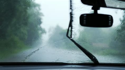 Car Front View With Wiper Moving In Heavy Rainfall Stock Video At Vecteezy