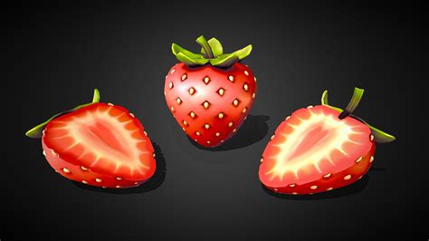 Strawberry Fruit Sliced Model Buy Royalty Free 3d Model By