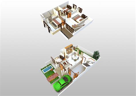 3d Floorplan Of 2 Storey House 3d Model Cgtrader