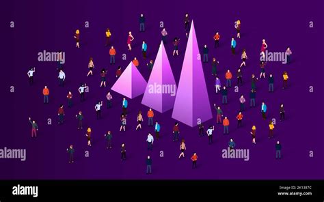 Large Group Of People Standing Around Growing Chart People Crowd Statistic Concept Vector