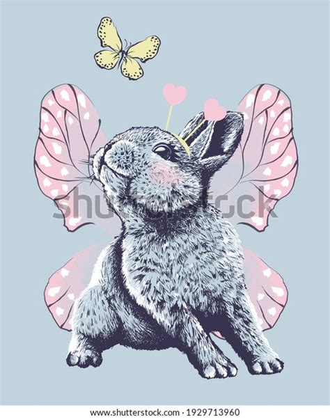 Cute Little Bunny Butterfly Wings Vector Stock Vector Royalty Free