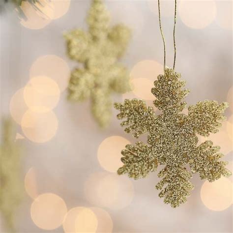 Gold Glitter Snowflake Ornaments Snow Snowflakes Glitter