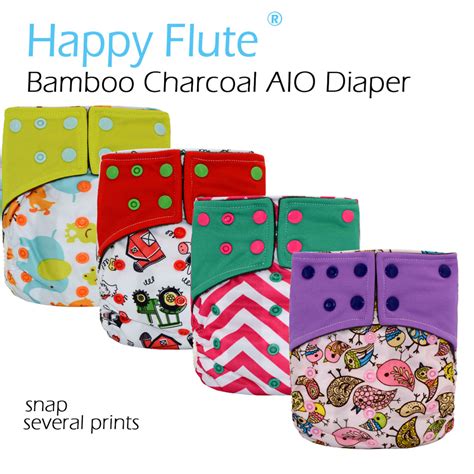 Happy Flute Os Charcoal Bamboo Aioandpocket Cloth Diaper For 5 15 Babys