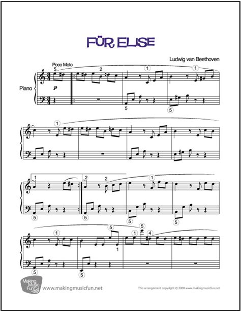 (2) connect to add to a playlist. Für Elise (Beethoven) | Free Easy Piano Sheet Music