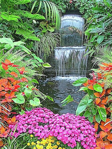 Butchart Gardens Waterfall By Wendy Mckennon