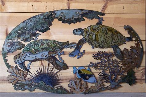 There are 20741 beach themed art for sale on etsy, and they cost $30.21 on average. 15 Best Collection of Outdoor Metal Turtle Wall Art