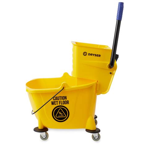 Dryser Commercial Mop Bucket with Side Press Wringer, 26 Quart, Yellow ...