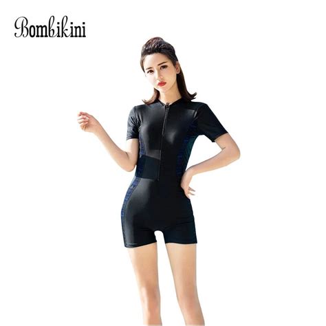 One Piece Sport Swimsuit M 5xl Large Size Swimwear Women Short Sleeve