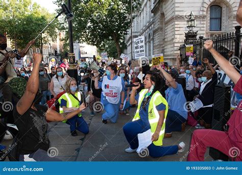 Nhs Nurses And Hospital Workers Protesting For A Pay Rise Outside Downing Street London