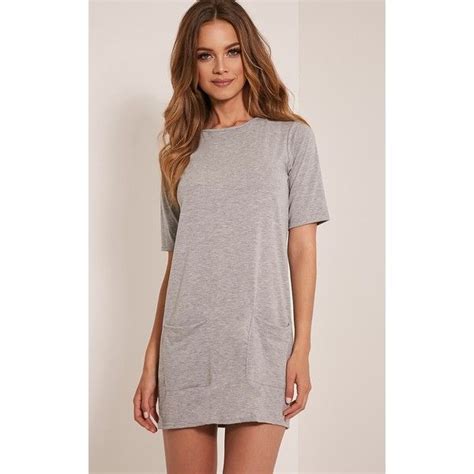 Basic Grey Pocket Detail T Shirt Dress 6 13 Liked On Polyvore
