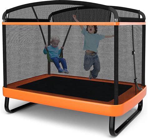 Giantex 6 Ft Kids Trampoline With Swing Max Load 220lbs Indoor Small