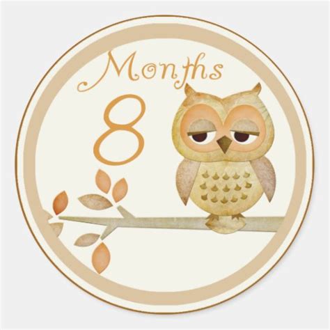 Autumn Owl 8 Months Sticker Zazzle