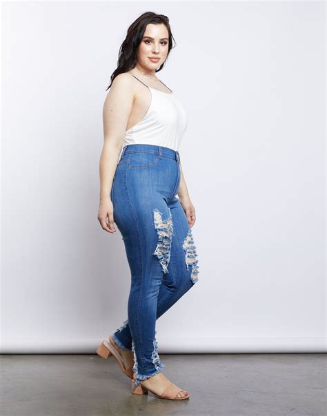 Plus Size Ripped Blue Jeans Best Plus Size Jeans Distressed Jeans