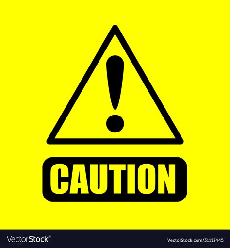 Caution Warning Sign On Yellow Background Vector Image