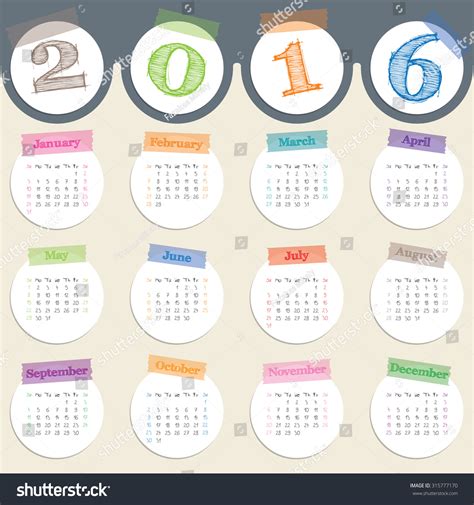 Fancy Calendar Design Color Tapes Year Stock Vector Royalty Free