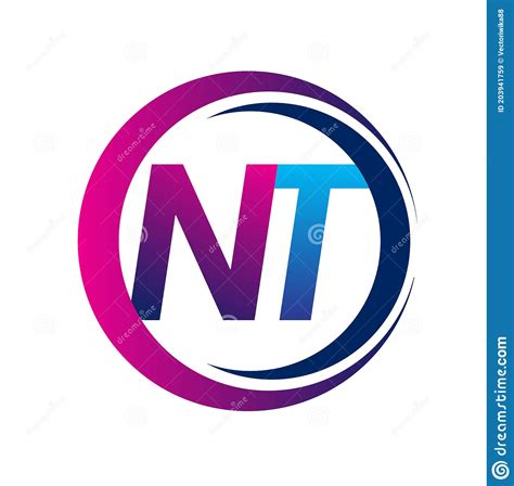 Initial Letter Logo Nt Company Name Blue And Magenta Color On Circle