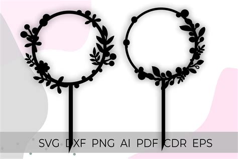 Cake Topper Frame Svg Circle Frame Svg Illustration Par