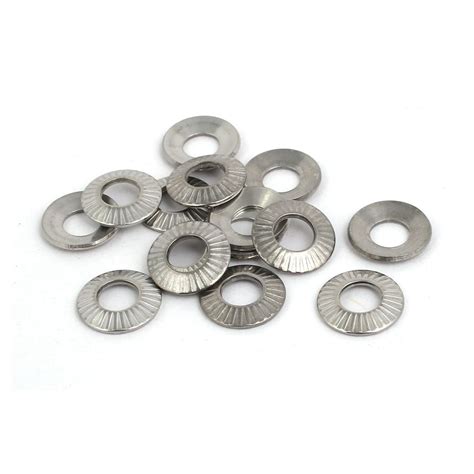 M6 304 Stainless Steel Wedge Locking Washer Silver Tone 15pcs
