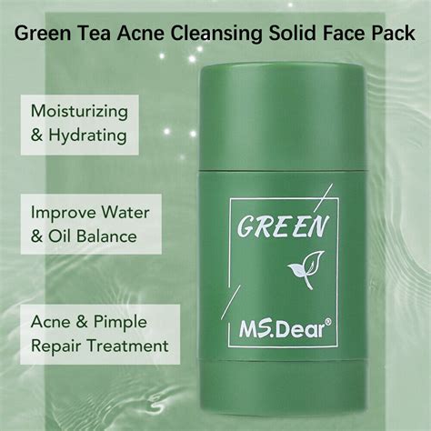 Pcs Green Tea Clay Stick Facial Cleansing Oil Acne Blackhead Control Deep Clean Ebay