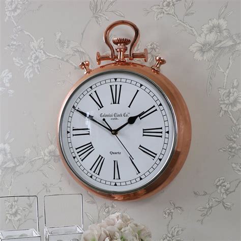 Large Copper Fob Stop Watch Style Wall Clock Wall Clock Clock Large