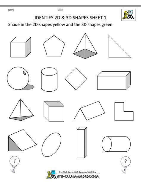 Worksheet On 2d And 3d Shapes