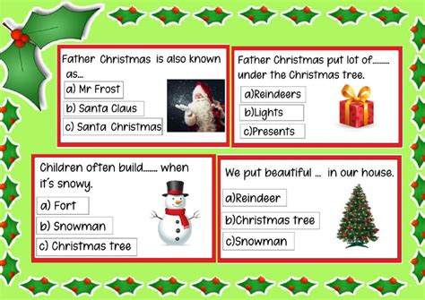 Christmas Vocabulary Quiz Worksheet