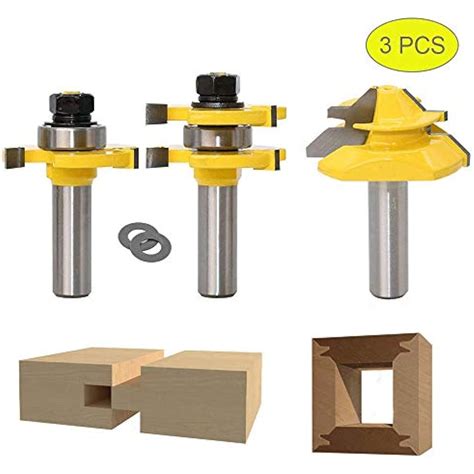 Lock Miter 45 Degree Joint Router Bits 2pcs Tongue And Groove Set 12 Inch 3 Ebay