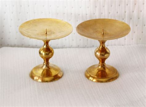 Vintage Pair Quality Solid Brass Pillar Candle Holder Beautiful