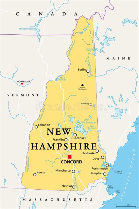 New Hampshire Nh Political Map The Granite State Stock