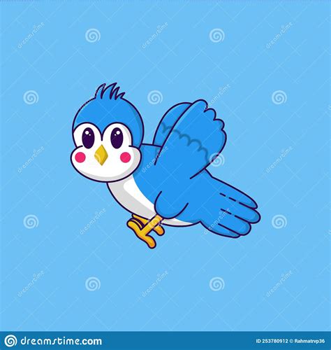 Cute Cartoon Blue Bird Stock Vector Illustration Of Sweet 253780912