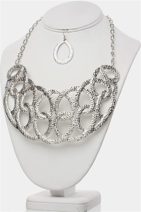 Silver Woven Necklace Set Shimmer Boutique