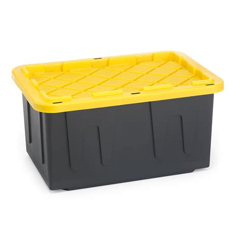 Homz Products Durabilt 27 Gallon Tough Tote Storage Box Blackyellow