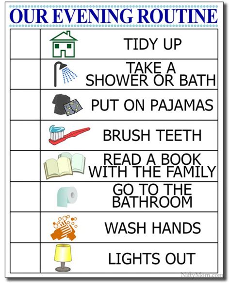 Kids Evening Routine Free Printable Checklist Nifty Mom