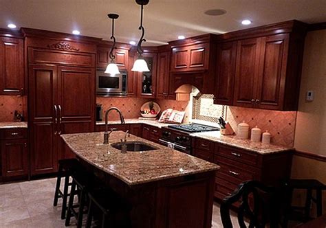 Cherry Cabinets With Granite Countertops Bing Images Backsplash For