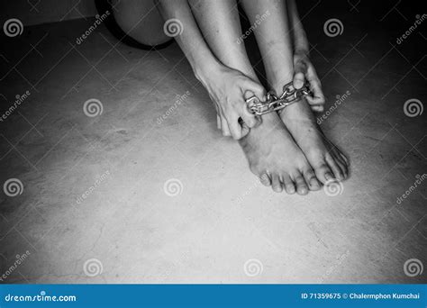 Bare Feet Of A Woman With Chain Stock Image Image Of Trauma Foot