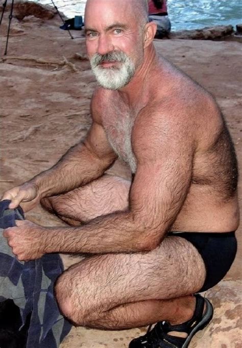 Hairy Muscle Silver Daddy Beards Men Woof Phnix