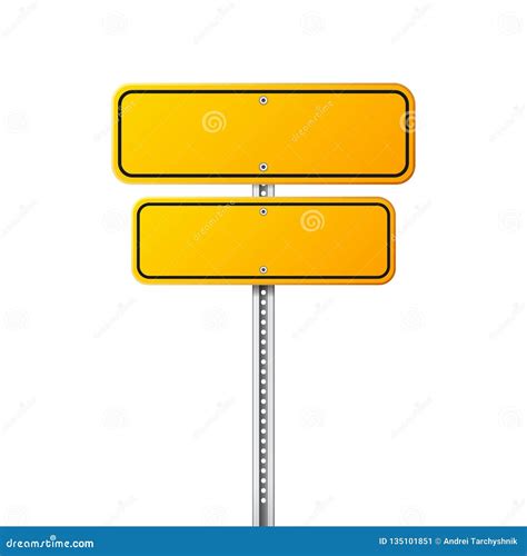 Road Yellow Traffic Sign Blank Board With Place For Textmockup