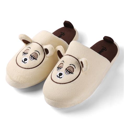 Fits kids up to a foot length of approx. Adult Kids Half Surround Plush Fuzzy Animal House Slippers ...