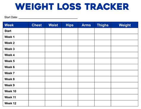 Printable Weight Loss Tracker Weight Loss Chart Instant Download Pdf