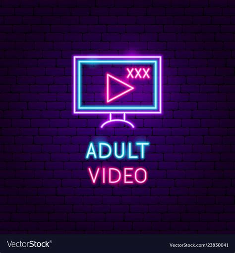 Adult Video Neon Label Royalty Free Vector Image