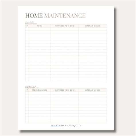 Home Maintenance Checklist Printable Pdf Home Maintenance Planner House Maintenance Planner