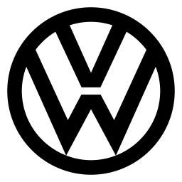 The vw letters became white and were placed on blue background. Black vw Logos