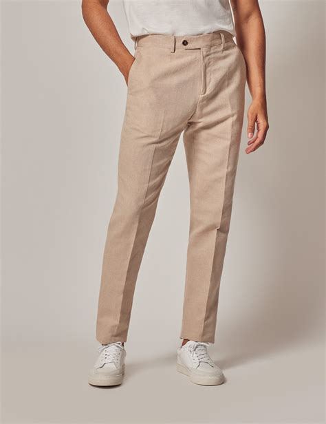 Mens Stone Italian Cotton Linen Slim Fit Suit Pants 1913 Collection