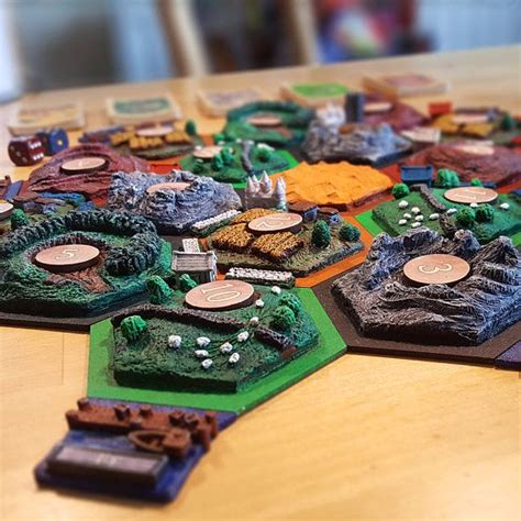 3d Settlers Of Catan Set Handmade And Handpainted Boardgame